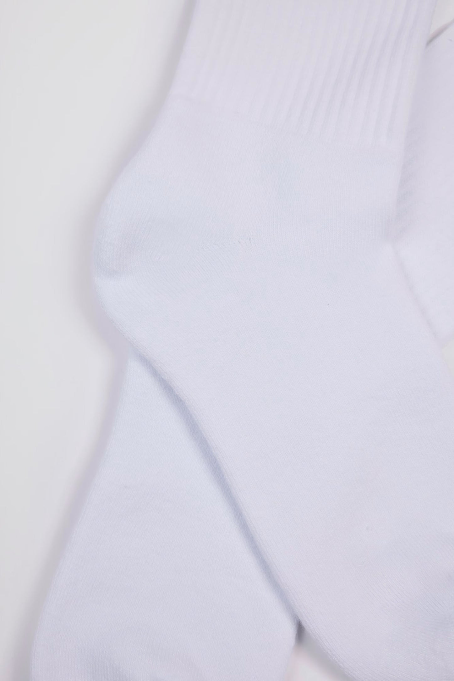 Ribbed Half-Crew Socks in White