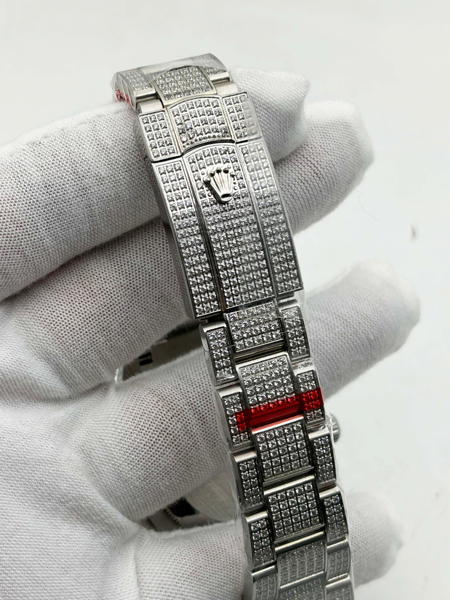 Rolex OYSTER PERPETUAL 41mm 904L SS MOISSANITE DIAMONDS BRACELET AND DIAL A2824 iced out