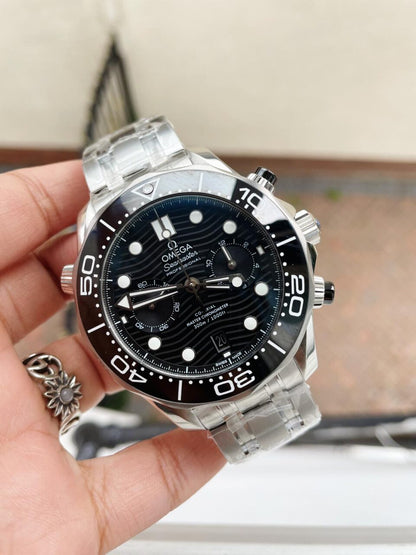Seamaster 300M Chrono SS OMF 1:1 Best Edition Black Dial on SS Bracelet A9900