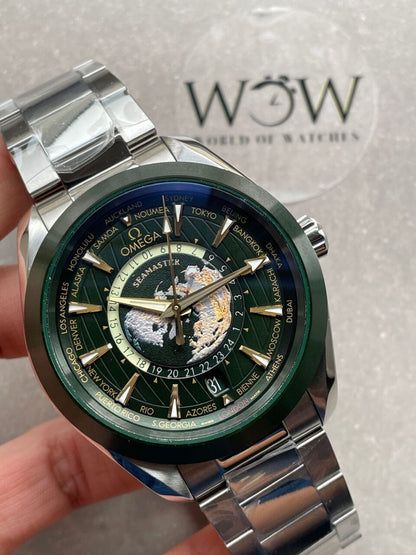 Omega Seamaster Aqua Terra Worldtimer VSF 1:1 Best Edition Green Dial on SS Bracelet A8938