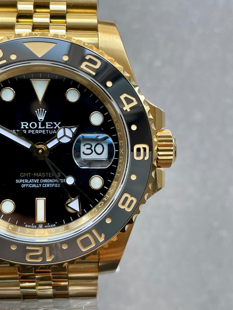 EWF Factory 1:1 Rolex GMT-Master II 126718GRNR 904L YG Black Dial Dots VR3285