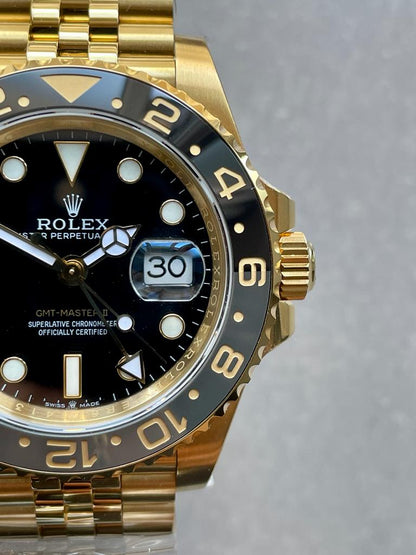 EWF Factory 1:1 Rolex GMT-Master II 126718GRNR 904L YG Black Dial Dots VR3285
