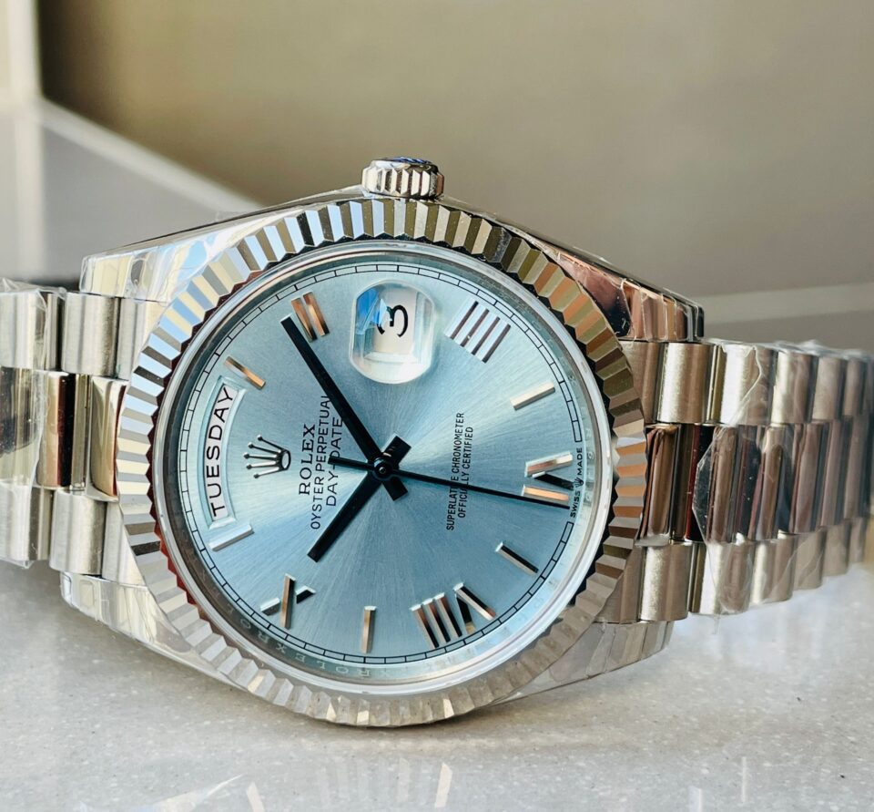 EWF Factory SS 1:1 Rolex Day Date II 228239 Best Edition Light Blue Dial A3255