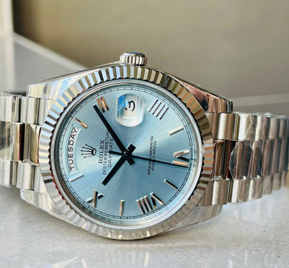 EWF Factory SS 1:1 Rolex Day Date II 228239 Best Edition Light Blue Dial A3255
