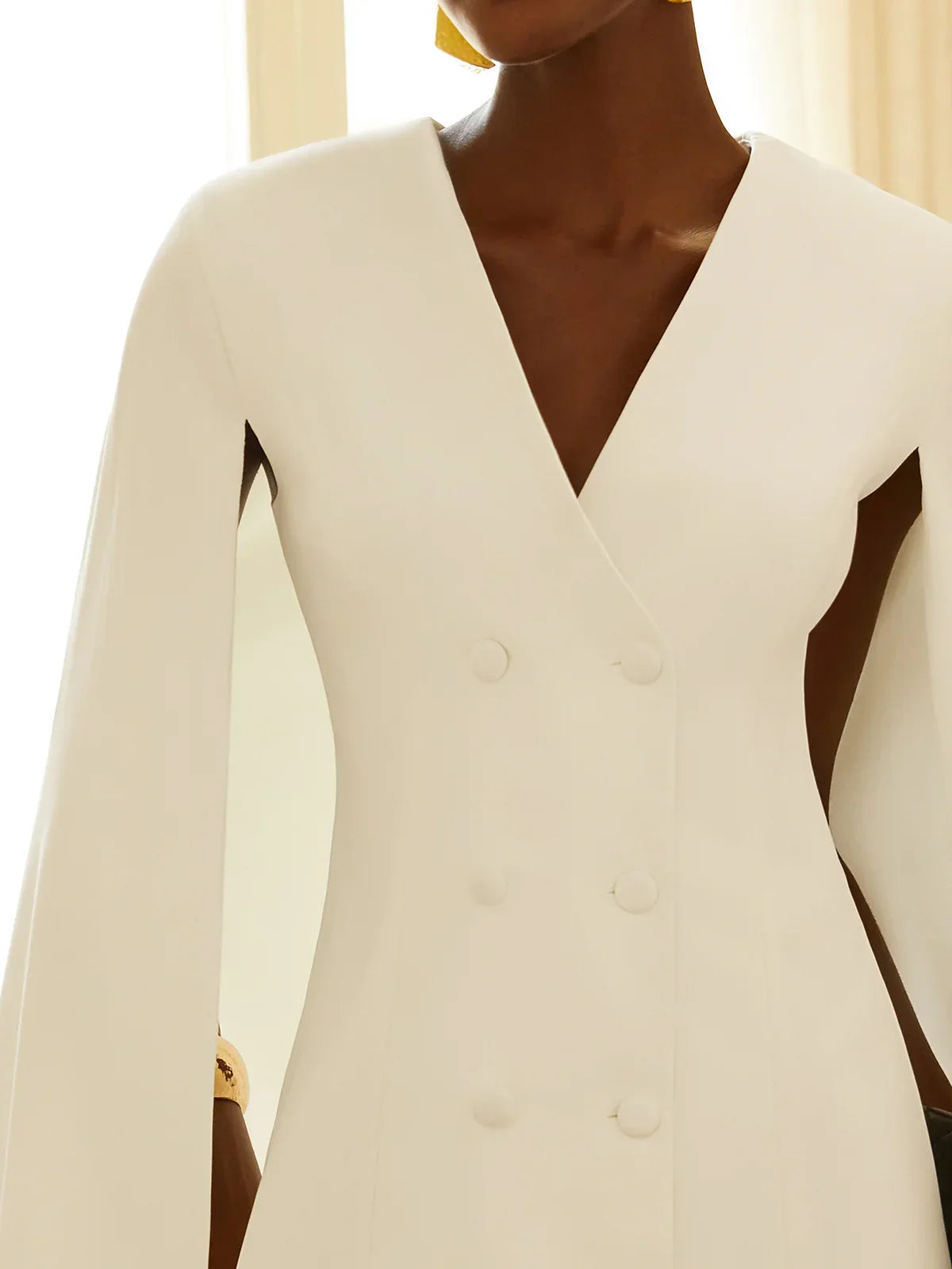 White Buckle Blazer V Neck Sleeveless A-Line Mini Homecoming Dress
