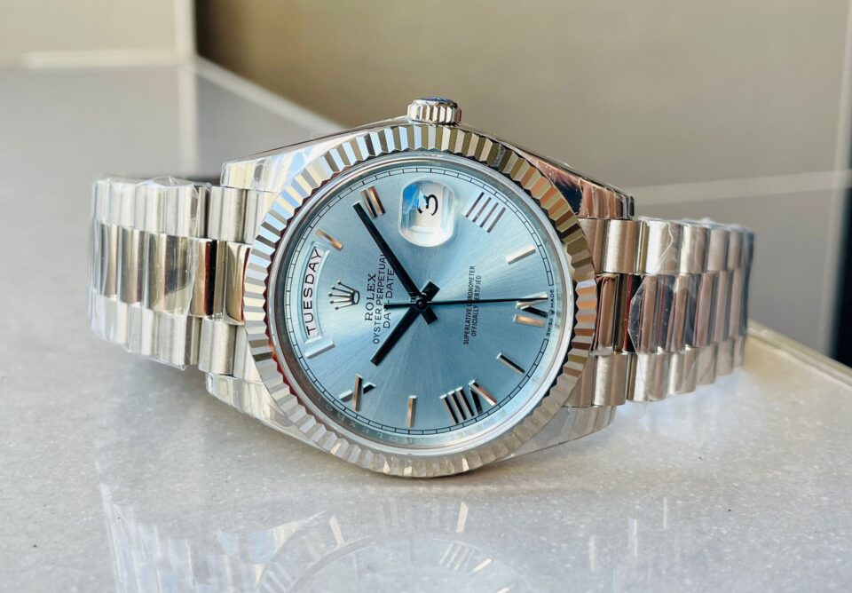 EWF Factory SS 1:1 Rolex Day Date II 228239 Best Edition Light Blue Dial A3255