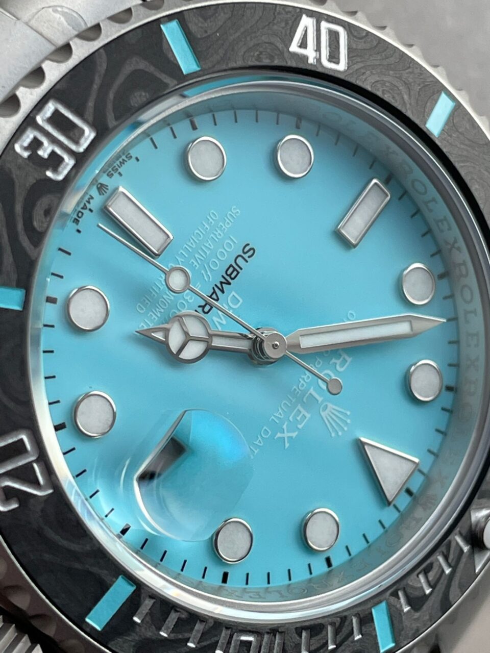 DIWF FACTORY 1:1 Rolex Submariner Sandblasted  Best Edition Carbon Bezel Tiffany Blue Dial Dial VR3135