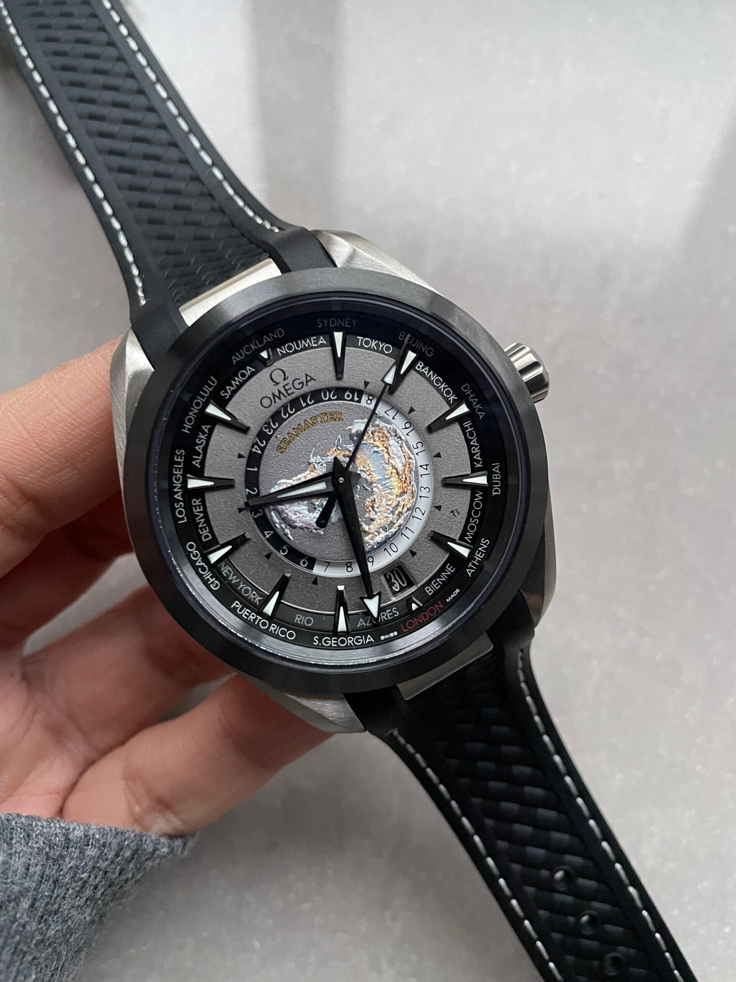 Omega Seamaster Aqua Terra GMT Titanium Worldtimer 43mm Ti Black Dial on Rubber Strap VSF A8938