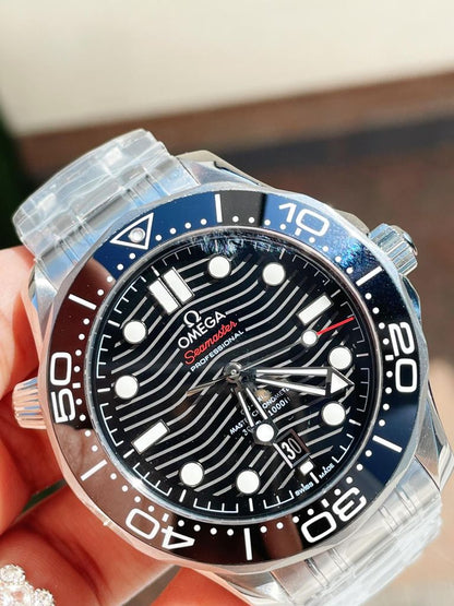 2018 Seamaster Diver 300M SS VSF 1:1 Best Edition Bezel BLACK Dial on SS Bracelet A2824 decorated to CAL.8800