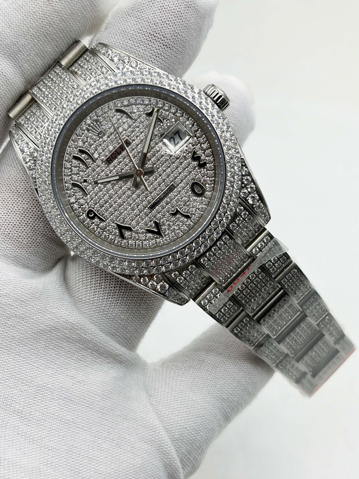 Rolex OYSTER PERPETUAL 41mm 904L SS MOISSANITE DIAMONDS BRACELET AND DIAL A2824 iced out