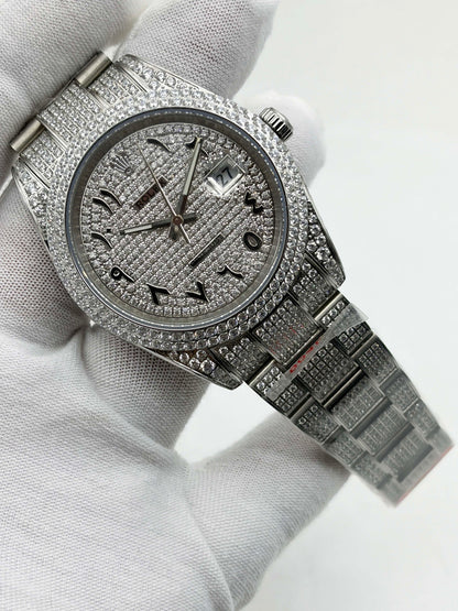 Rolex OYSTER PERPETUAL 41mm 904L SS MOISSANITE DIAMONDS BRACELET AND DIAL A2824 iced out