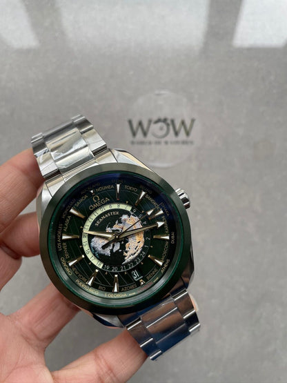 Omega Seamaster Aqua Terra Worldtimer VSF 1:1 Best Edition Green Dial on SS Bracelet A8938