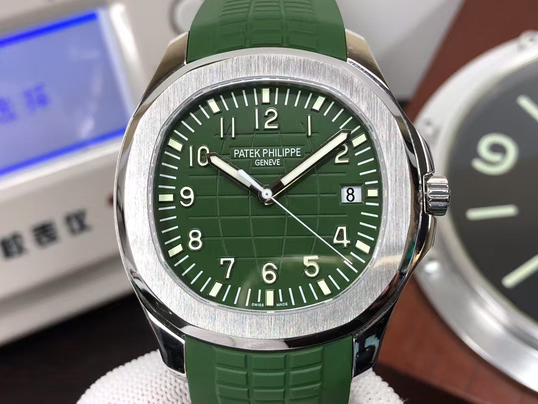 pp Aquanaut 5168G Stainless Steel Case Green Dial Green Rubber Band with 330 Movement