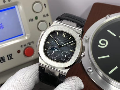 pp Nautilus Moon Phase 5712 Blue 240 Movement Black Leather Strap
