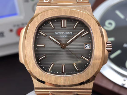 pp Nautilus 5711 Rose Gold Case Grey Dial 324 Movement