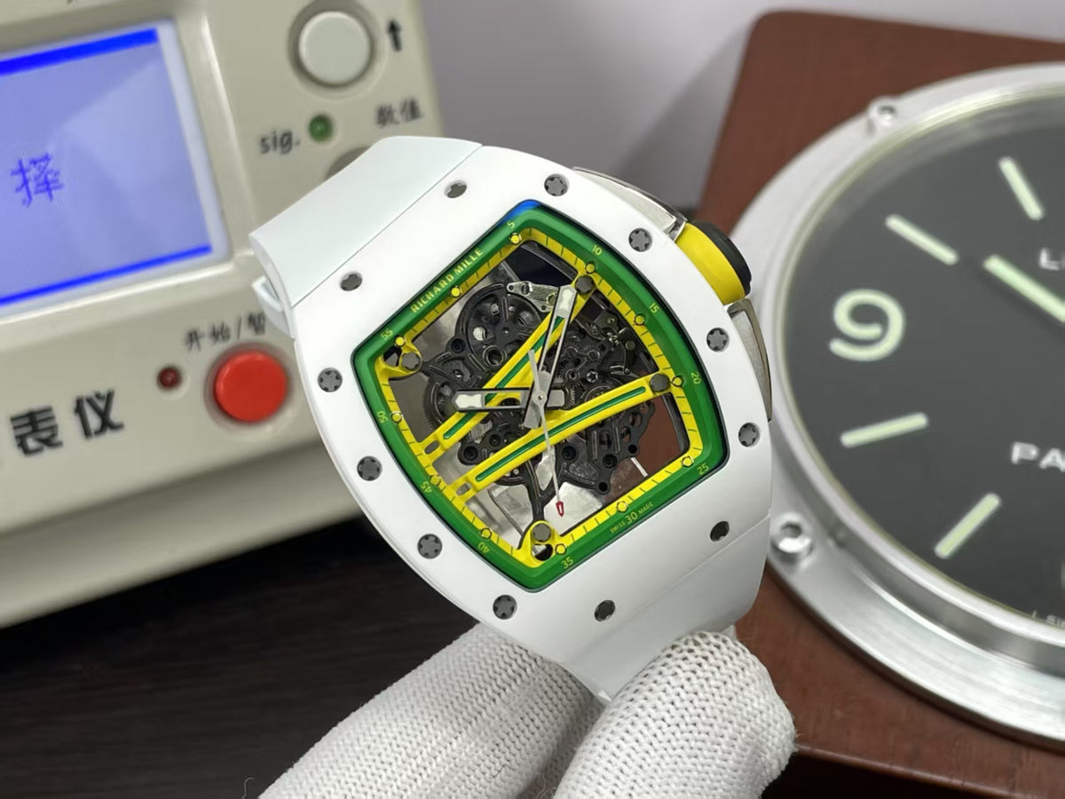 RM RM061 01 Yohan Blake White Ceramic Case RMUL2 Movement White Rubber Band