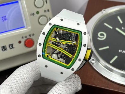 RM RM061 01 Yohan Blake White Ceramic Case RMUL2 Movement White Rubber Band