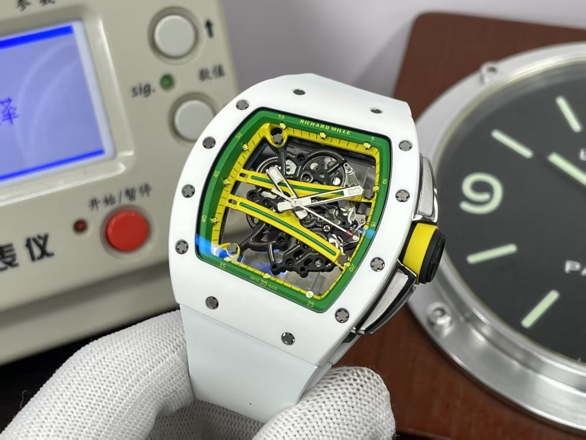 RM RM061 01 Yohan Blake White Ceramic Case RMUL2 Movement White Rubber Band