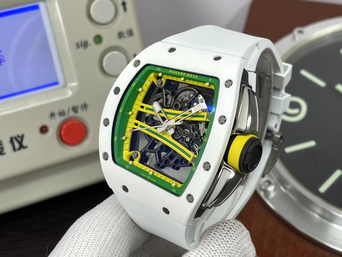 RM RM061 01 Yohan Blake White Ceramic Case RMUL2 Movement White Rubber Band