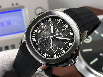 pp Aquanaut 5164 Travel Time 324 Movement Grey Dial Black Rubber Strap