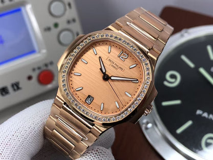 pp Nautilus 7118 Ladies Rose Gold Case Rose Gold Dial 324 Movement