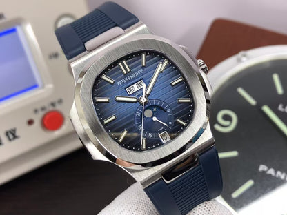 pp Nautilus Annual Calendar 5726 Blue Dial Blue Rubber Band 324 Movement