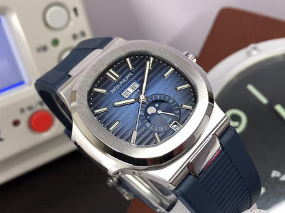 pp Nautilus Annual Calendar 5726 Blue Dial Blue Rubber Band 324 Movement