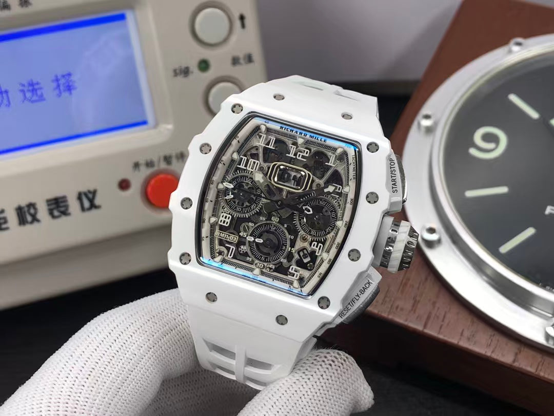 RM RM011 03 White Ceramic Case RMAC3 Movement White Rubber Strap