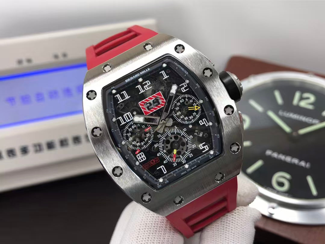 RM RM011 03 Titan Felipe Massa Valjoux 7750 Movement Skeleton Dial Red Rubber Strap