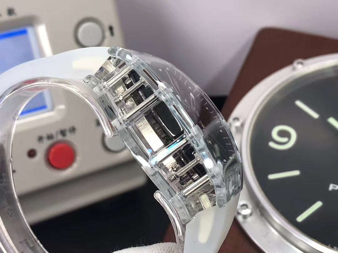 RM RM012 01 Transparent Case Handwinding Tourbillon Movement Transparent Rubber Strap