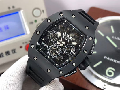 RM RM011 Felipe Massa Titanium Flyback Chronograph RMAC1 Movement Black Ceramic Case Black Rubber Strap