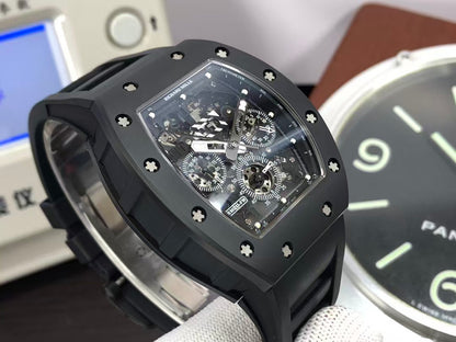 RM RM011 Felipe Massa Titanium Flyback Chronograph RMAC1 Movement Black Ceramic Case Black Rubber Strap
