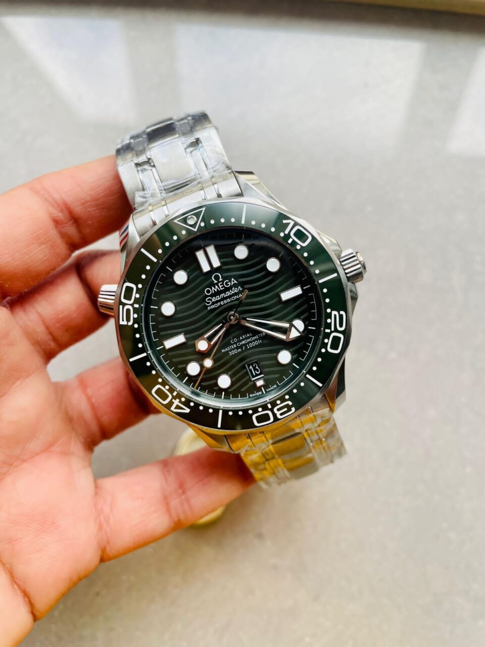 Seamaster Diver 300M SS/Green Ceramic Bezel ORF 1:1 Best Edition Green Dial on SS Bracelet A8800