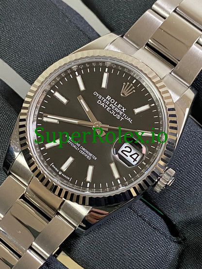 Replica Rolex Datejust 36 Steel Black Index Dial Ref.126234