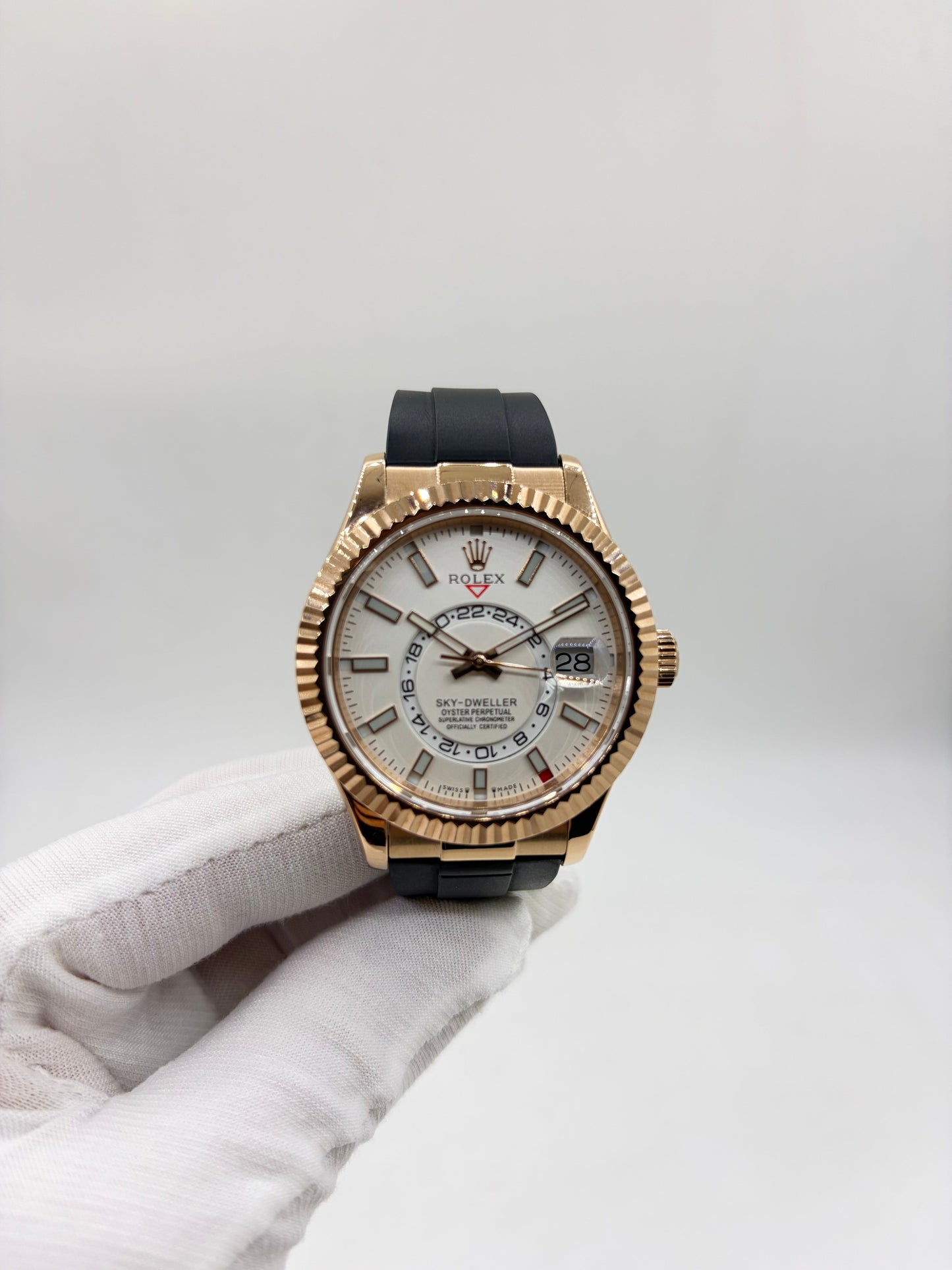 Twf FACTORY 1:1 Rolex Skydweller SS/RG best edition white dial