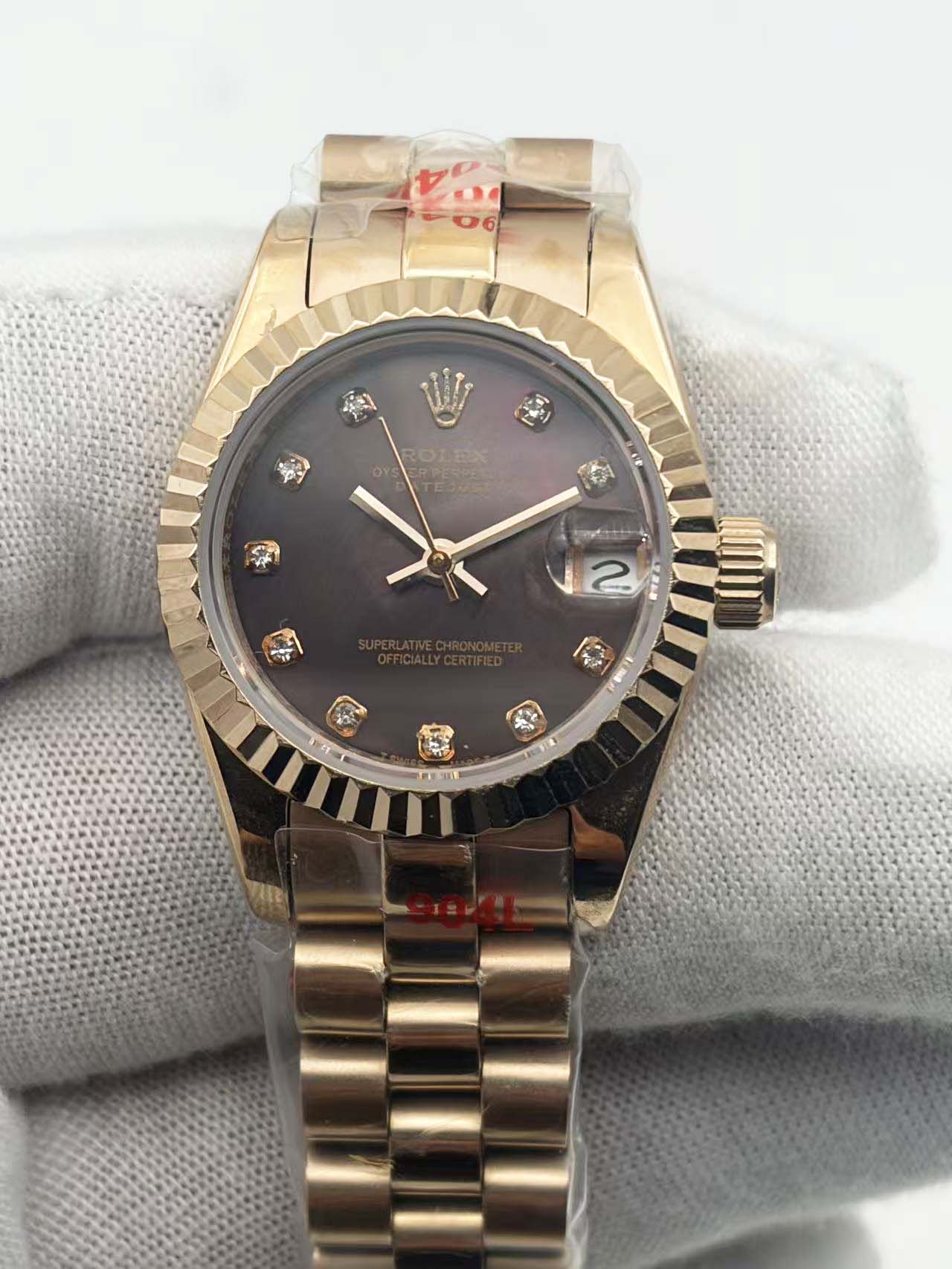 Rolex Lady-Datejust 26 Everose Gold Pearl Diamond Dial Ref.179175