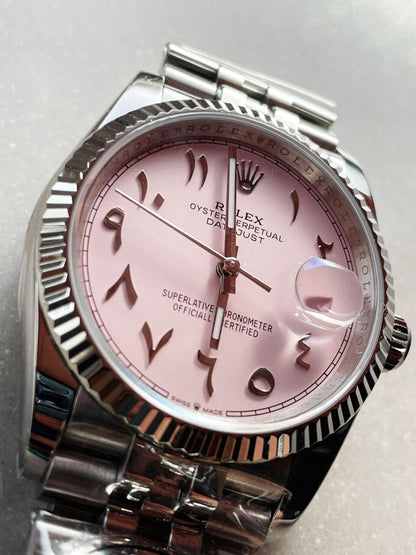 DIWF Factory 1:1 Rolex DateJust 36 126234 Best Edition 904L Steel Tiffany Pink Dial Arabic Marker SA3235