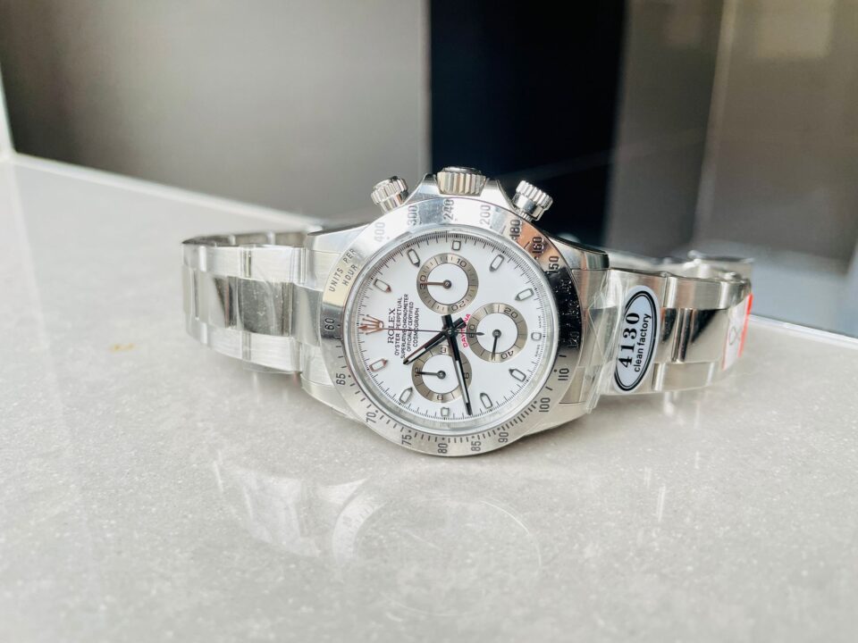Rolex Daytona 116500 DAYTONA 1:1 Best Edition CF 904L SS Case and Bracelet White Dial Silver bezel SA4130