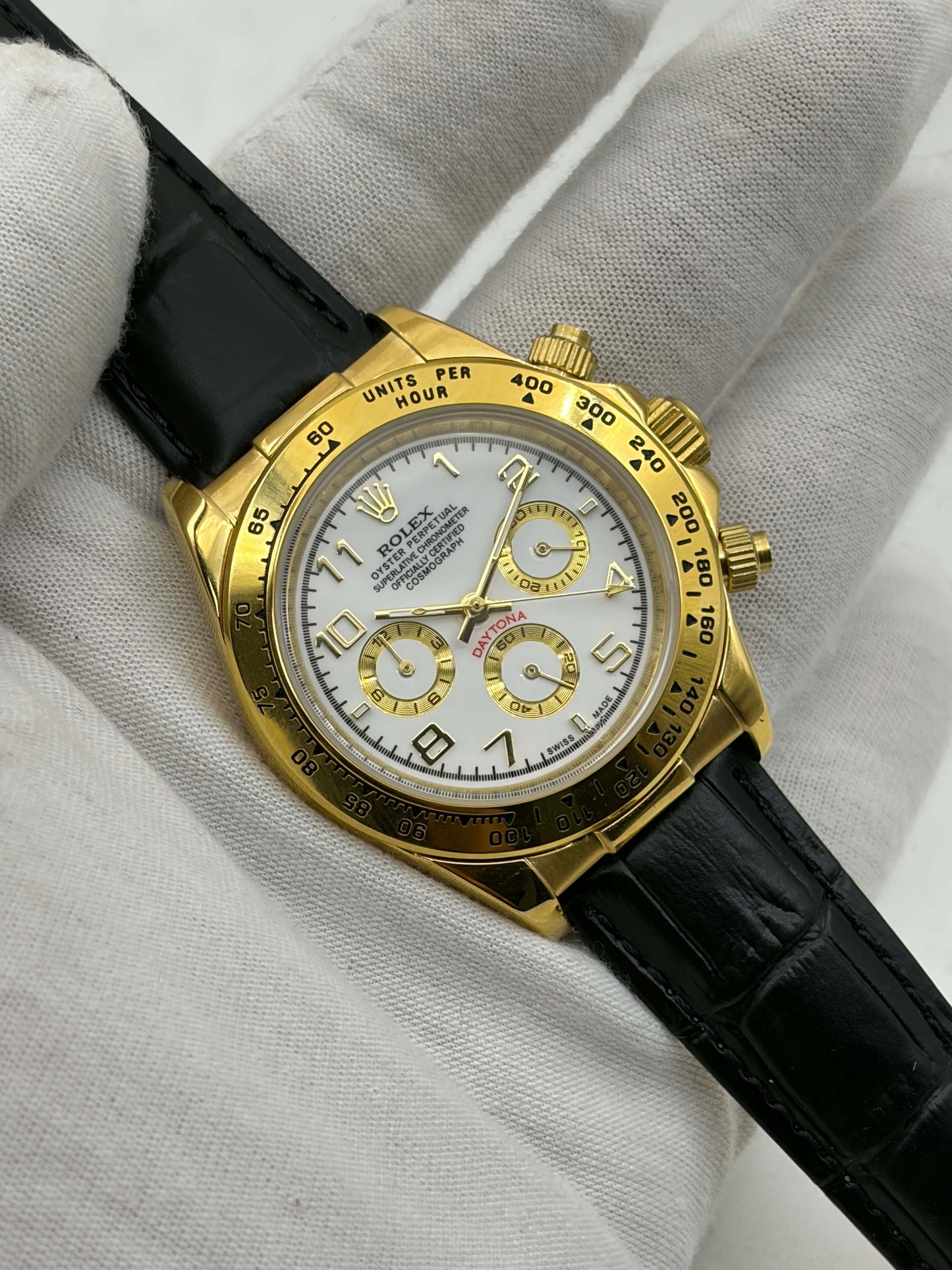 Rolex Daytona Yellow Gold White Arabic Dial Cosmograph Ref.16518