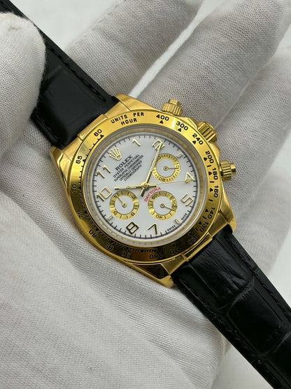 Rolex Daytona Yellow Gold White Arabic Dial Cosmograph Ref.16518