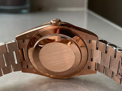 GMF Factory 1:1 Rolex Day-Date 40mm 228235 904L RG Fluted Bezel Rose Gold Dial