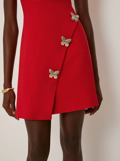 Red Butterfly Classic Crew Neck Sleeveless A-Line Mini Dress