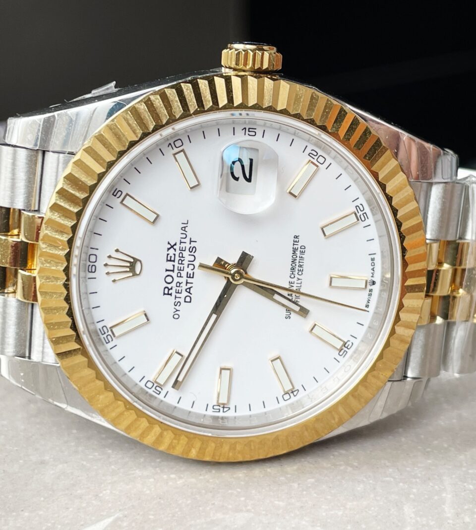 EW Factory 1:1 Rolex DateJust 41 126333 SS/YG Best Edition 904L Steel White Stick Dial