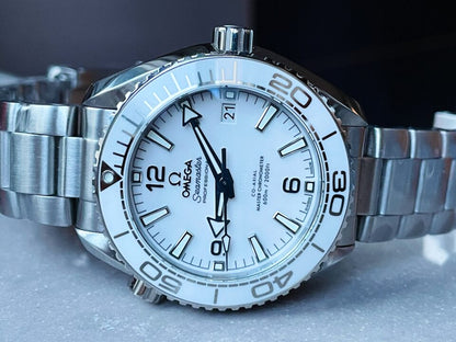 Planet Ocean Sea master 39.5mm White Real Ceramic VSF 1:1 Best Edition on SS strap A8906