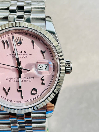 DIWF Factory 1:1 Rolex DateJust 36mm 126234 Best Edition 904L Steel Tiffany Pink Dial Arabic Marker SA3235