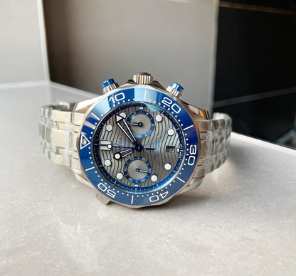Seamaster 300M Chrono SS OMF 1:1 Best Edition Grey Dial on SS Bracelet A9900