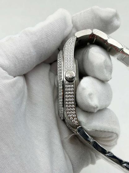 Rolex OYSTER PERPETUAL 41mm 904L SS MOISSANITE DIAMONDS BRACELET AND DIAL A2824 iced out