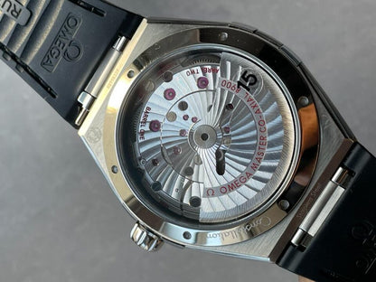 Constellation Black Ceramic SS SBF 1:1 Best Edition White Textured Dial on Black Gummy Strap A8900