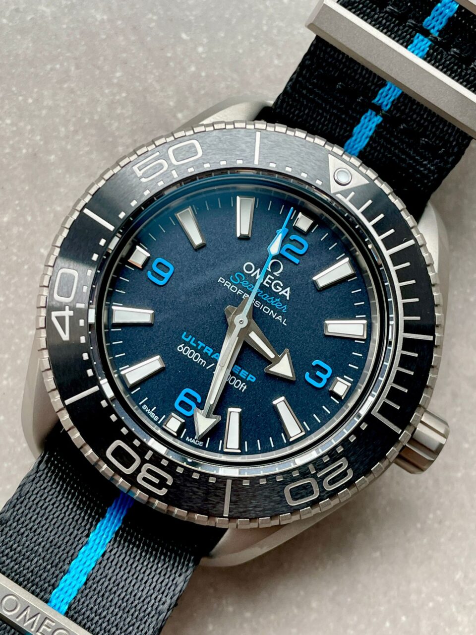 Seamaster 6000M Ultra Deep SS SBF 1:1 Best Edition Black Dial on Black Nylon Strap A8912 Super Clone