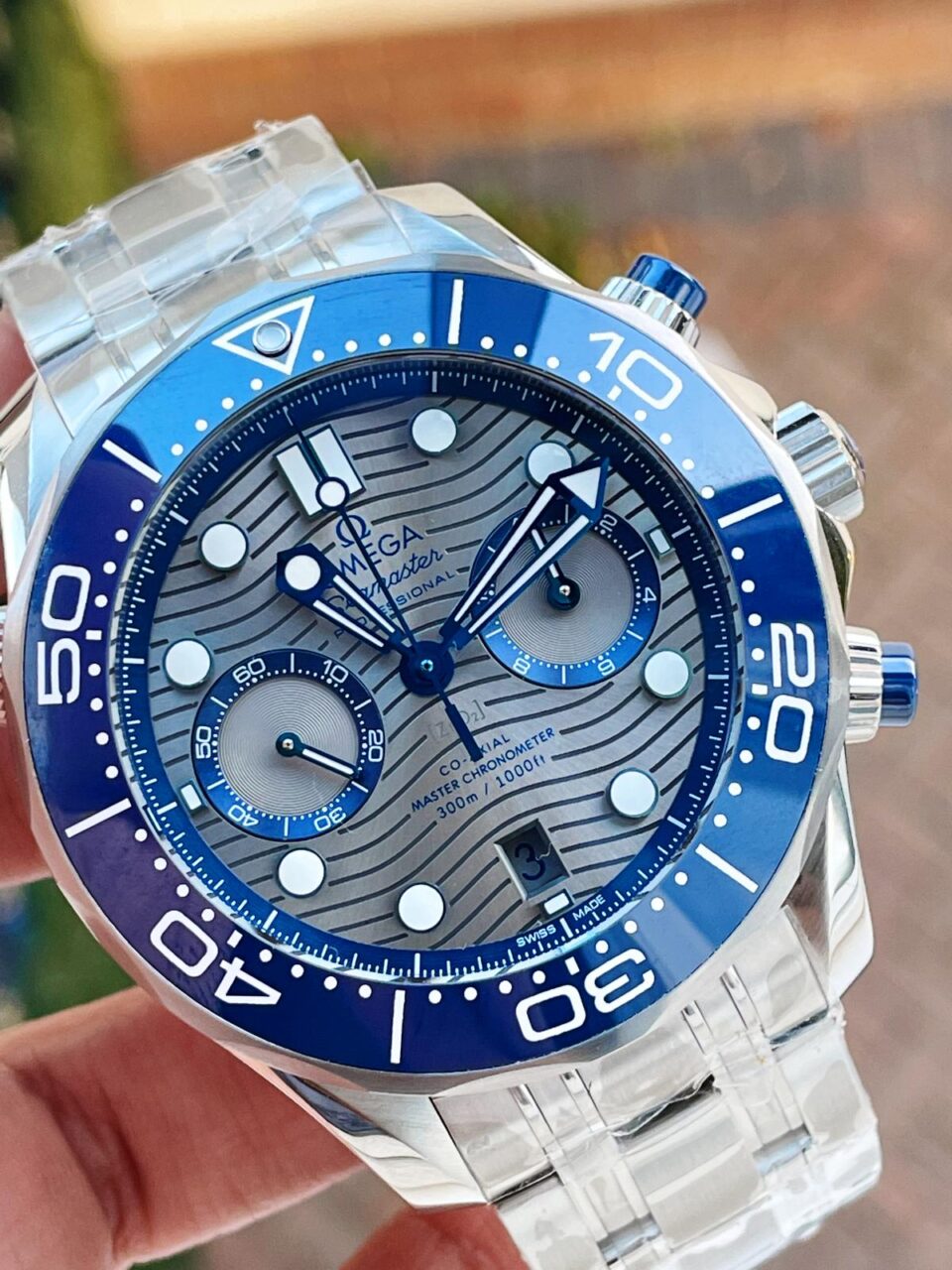Seamaster 300M Chrono SS OMF 1:1 Best Edition Grey Dial on SS Bracelet A9900